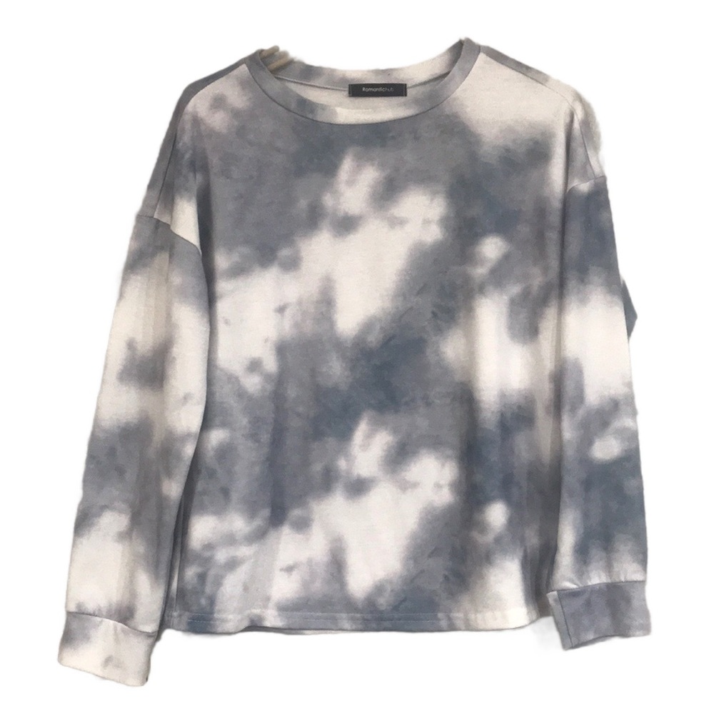 Donated--Blue Gray Tie Dye Lightweight Long Sleeve Sweatshirt SizeSmall